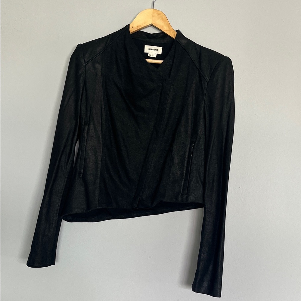 Helmut Lang Black Linen and leather Jacket